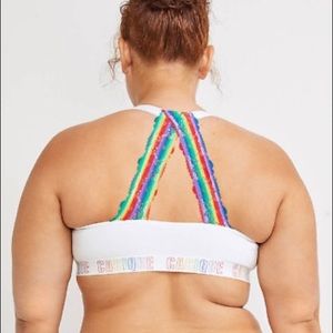 Cacique rainbow and white front close bra